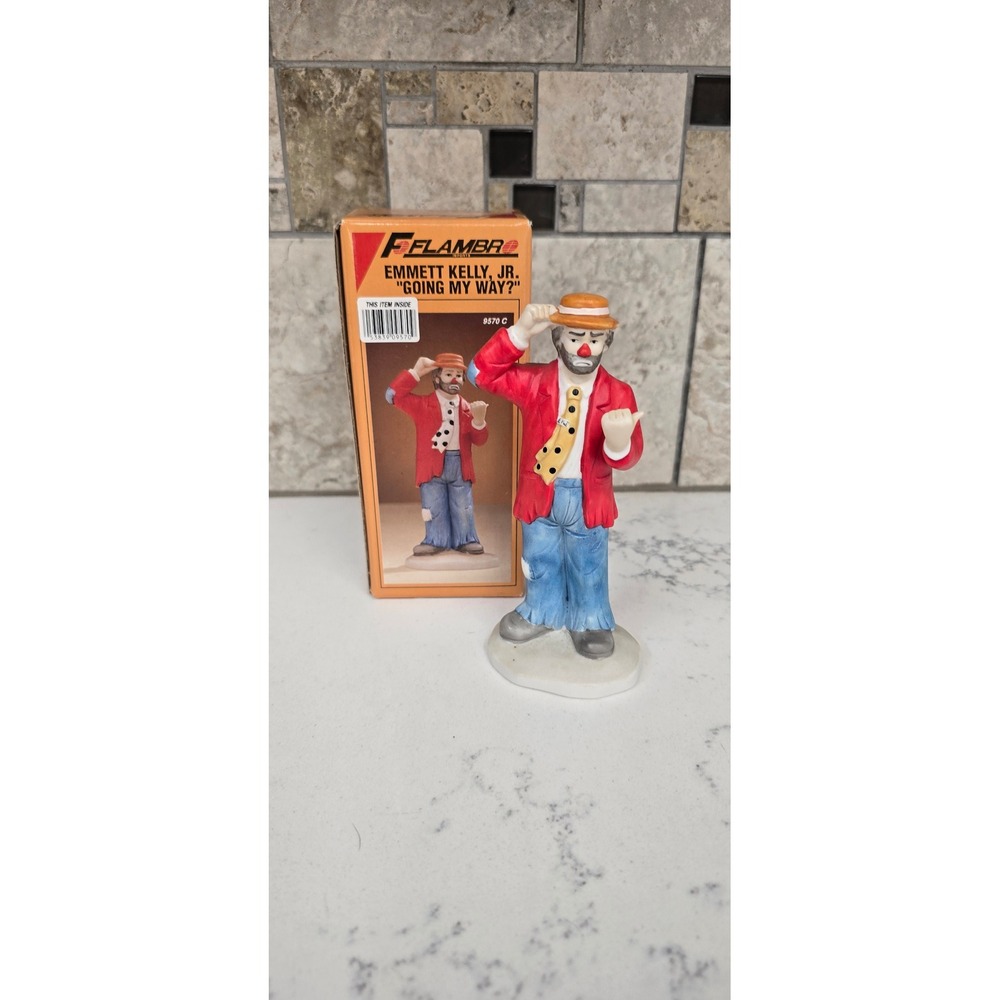 Flambro Emmett Kelly Jr Going My Way? Clown Figurine 9570 C with Box